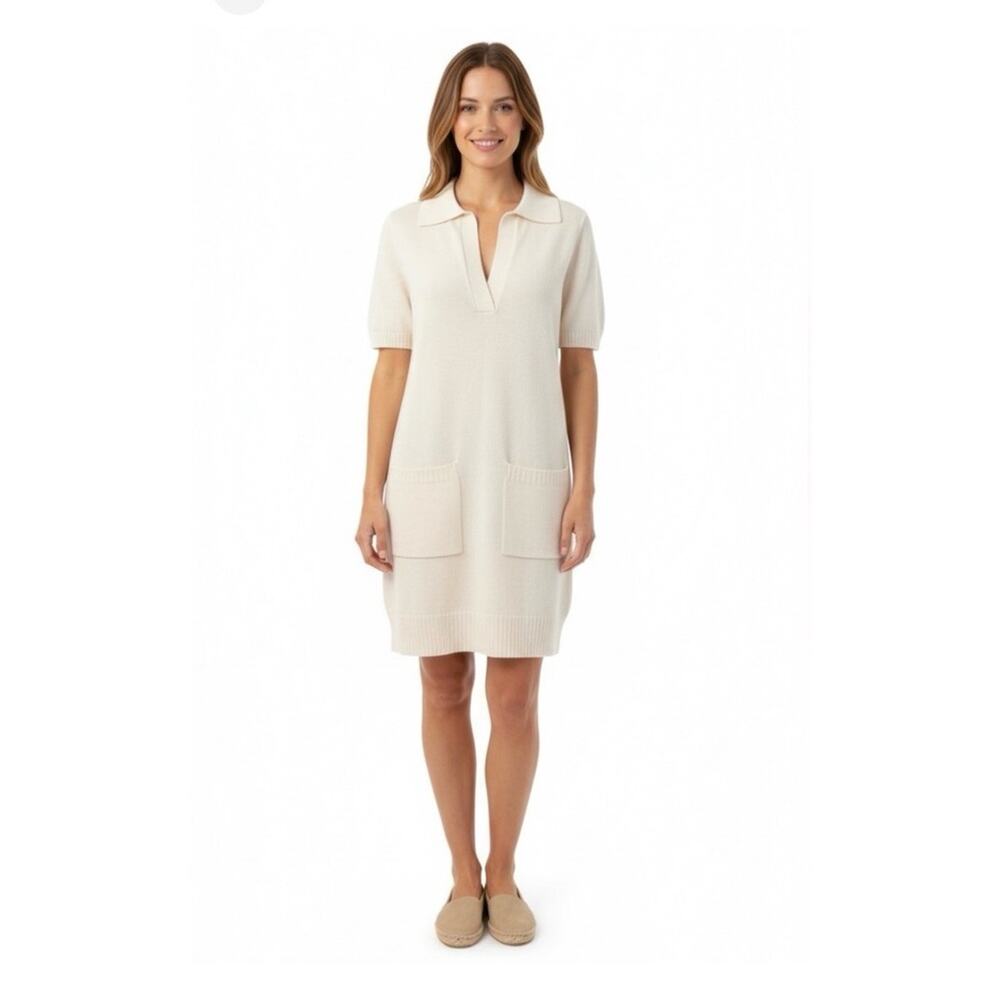 Show Me Your Mumu Dexter Sweater Dress Small Cream Knit Mini Polo Collar Coastal